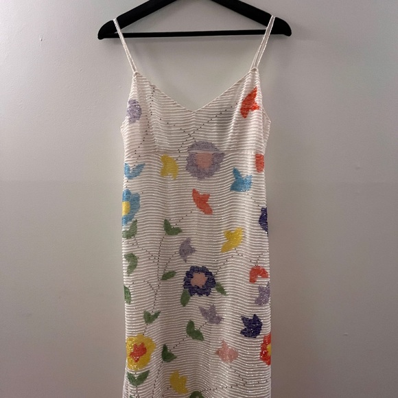 Cynthia Rowley Dresses & Skirts - Cynthia Rowley White Beaded Floral Embroidered Dress